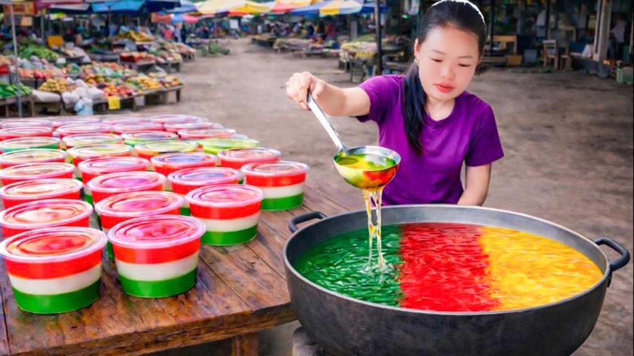 Sweet Recipe: How to Make Rainbow Fruit Jelly | Bring to Market to Sell with Single Girl