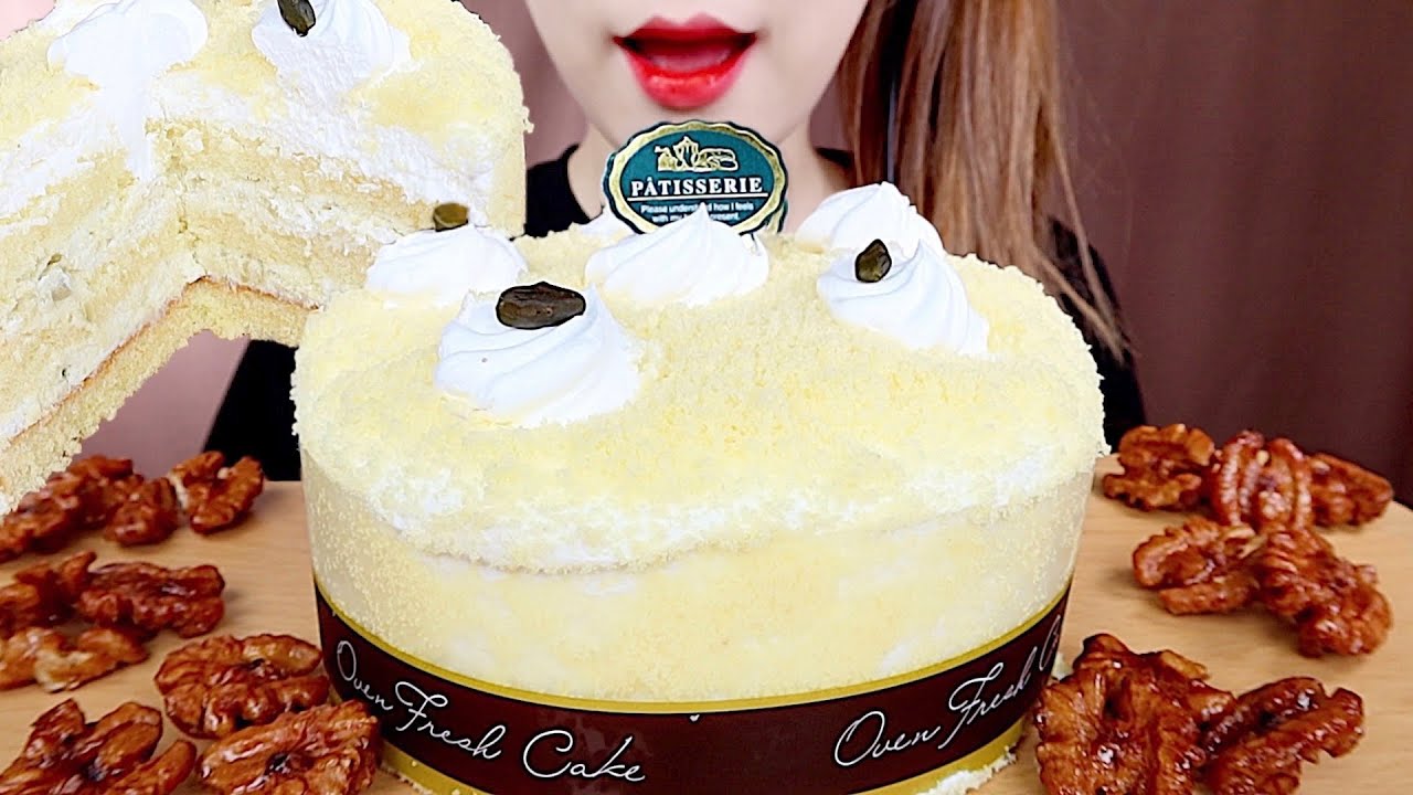 ASMR SWEET POTATO CREAM CAKE MUKBANG 베비에르 고구마 케이크 먹방 eating sounds