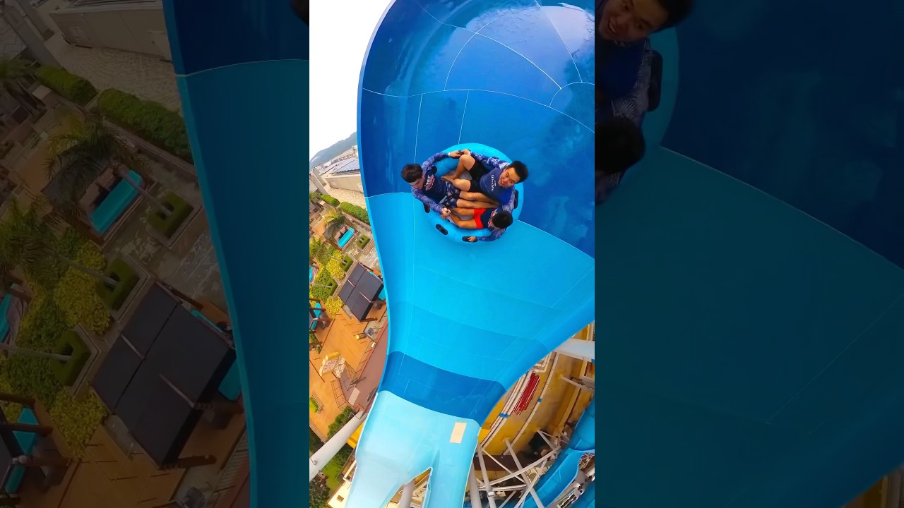 Zero gravity free fall raft slide! #shorts