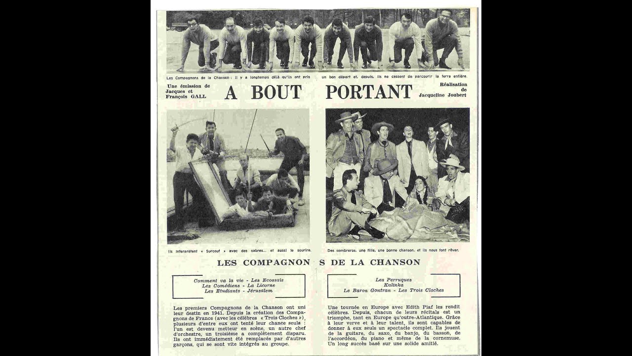 A bout portant   Les compagnons de la chanson émission chaine Bruno MALLET