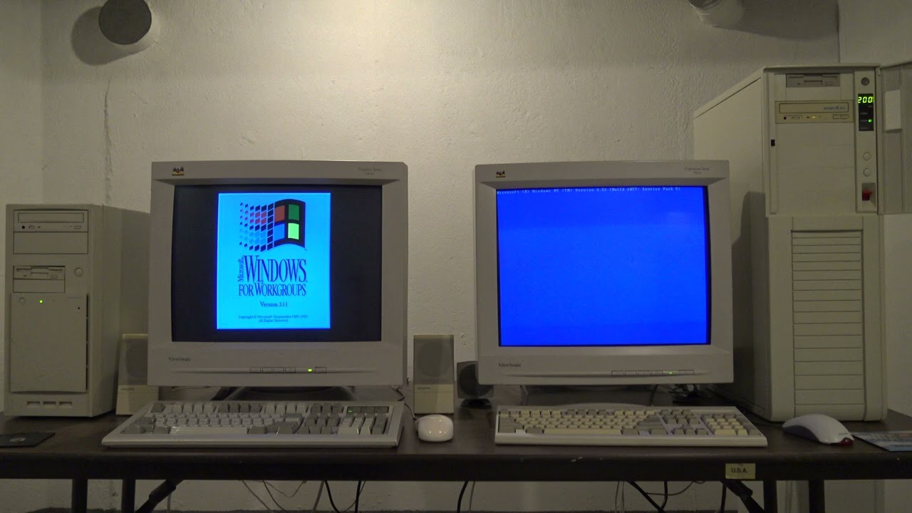 Windows for Workgroups 3.11 and Windows NT 3.51 for Pentium Pro PCs are booting in the BACKROOMS