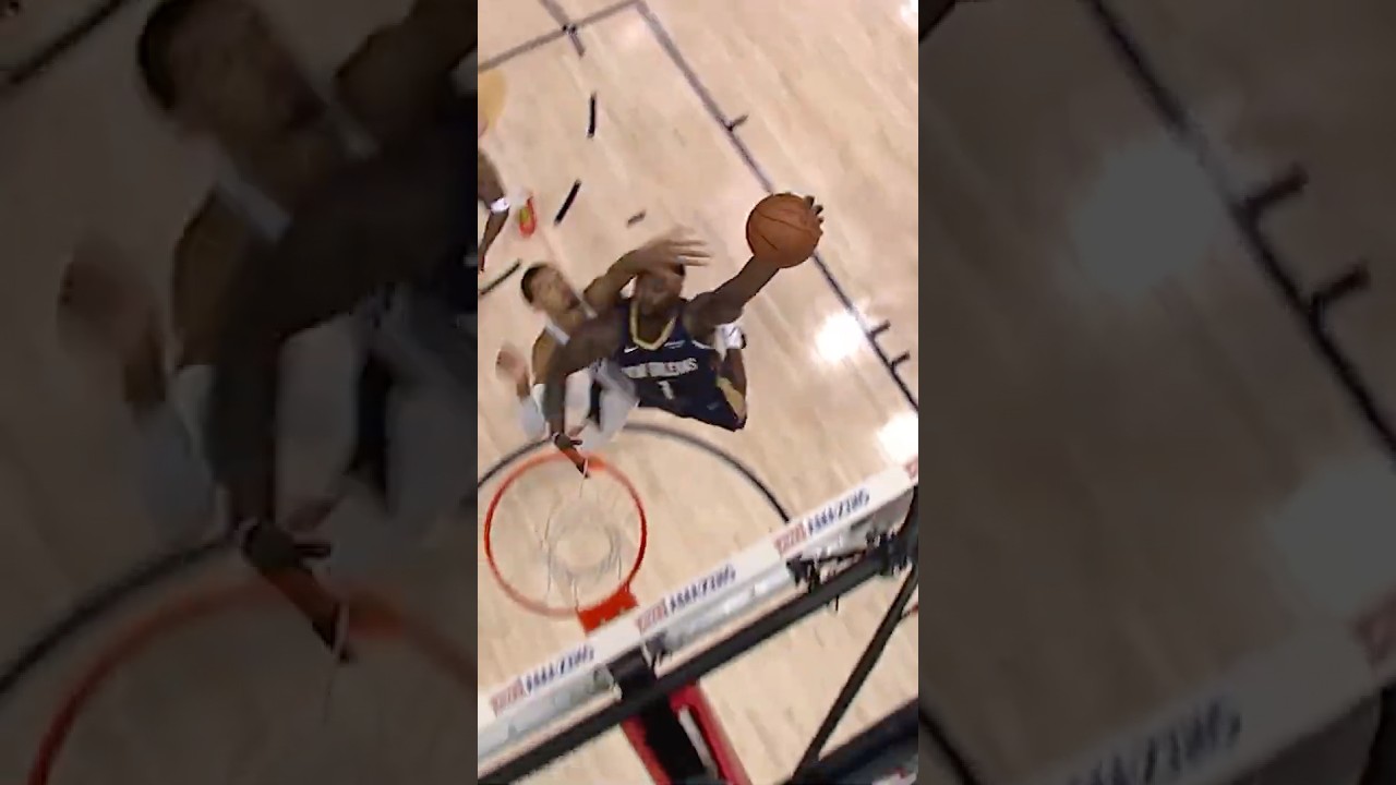 😲 Zion Williamson POSTER on Wemby! #nba #pelicans #shorts