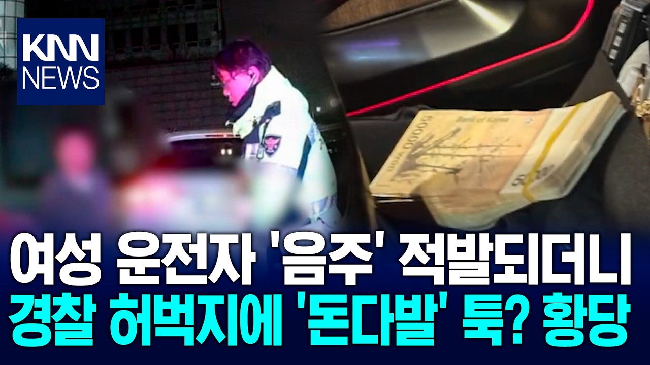 경찰 허벅지에 290만 원 '툭' 음주 운전 여성, 뇌물까지? 경악 / KNN