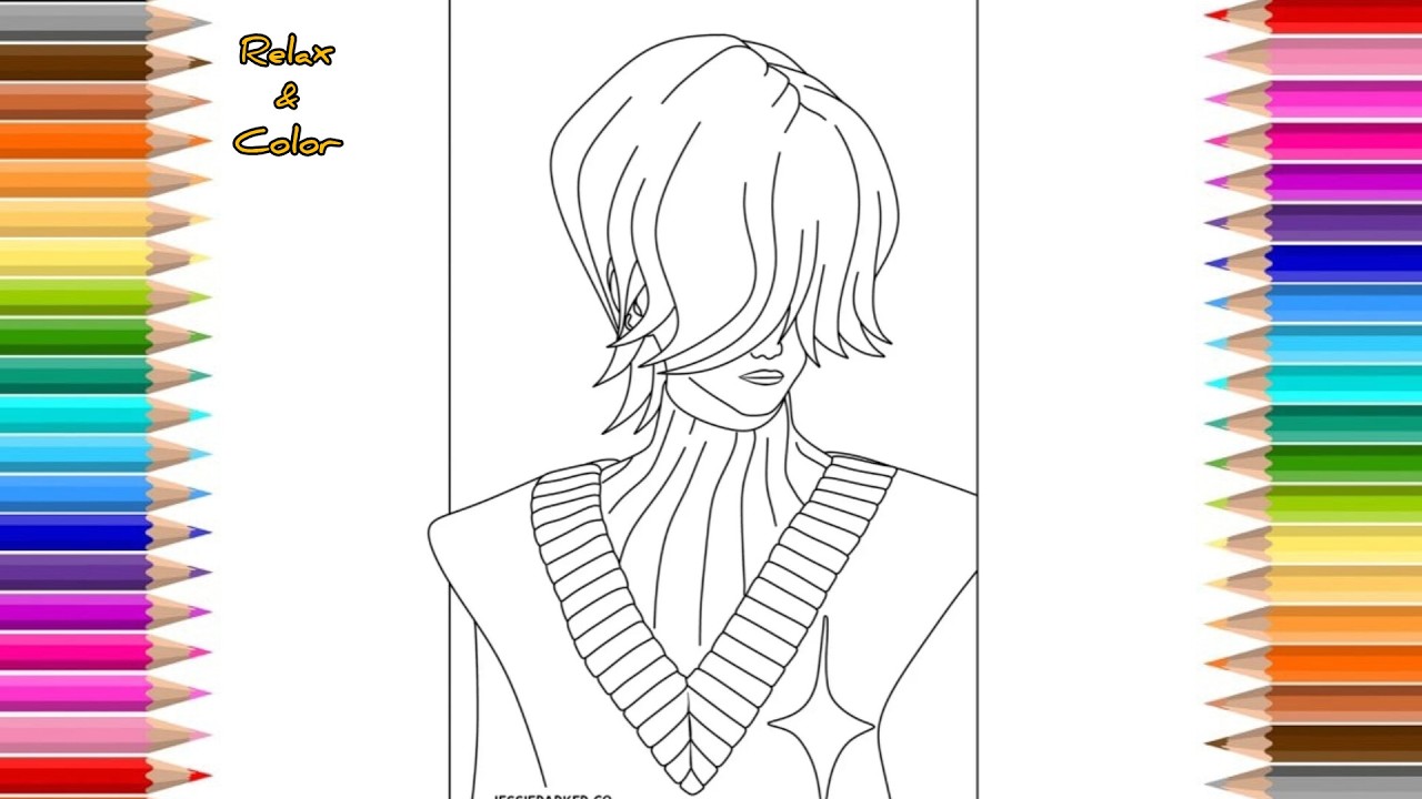 Relax & Color | Mystery Saja Boys Coloring Page | Anime Boy Relax & Color | Aesthetic Line Art