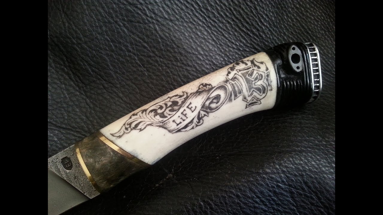 Украшение рукояти ножа. Scrimshaw