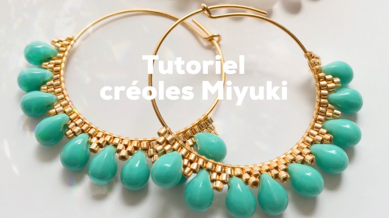 Boucles d’oreilles tissage Miyuki et perles de Bohème
