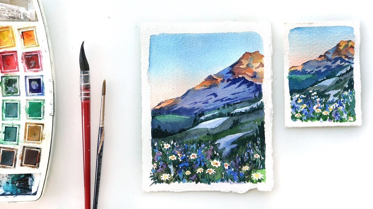 Alpine Flowers, watercolor demo