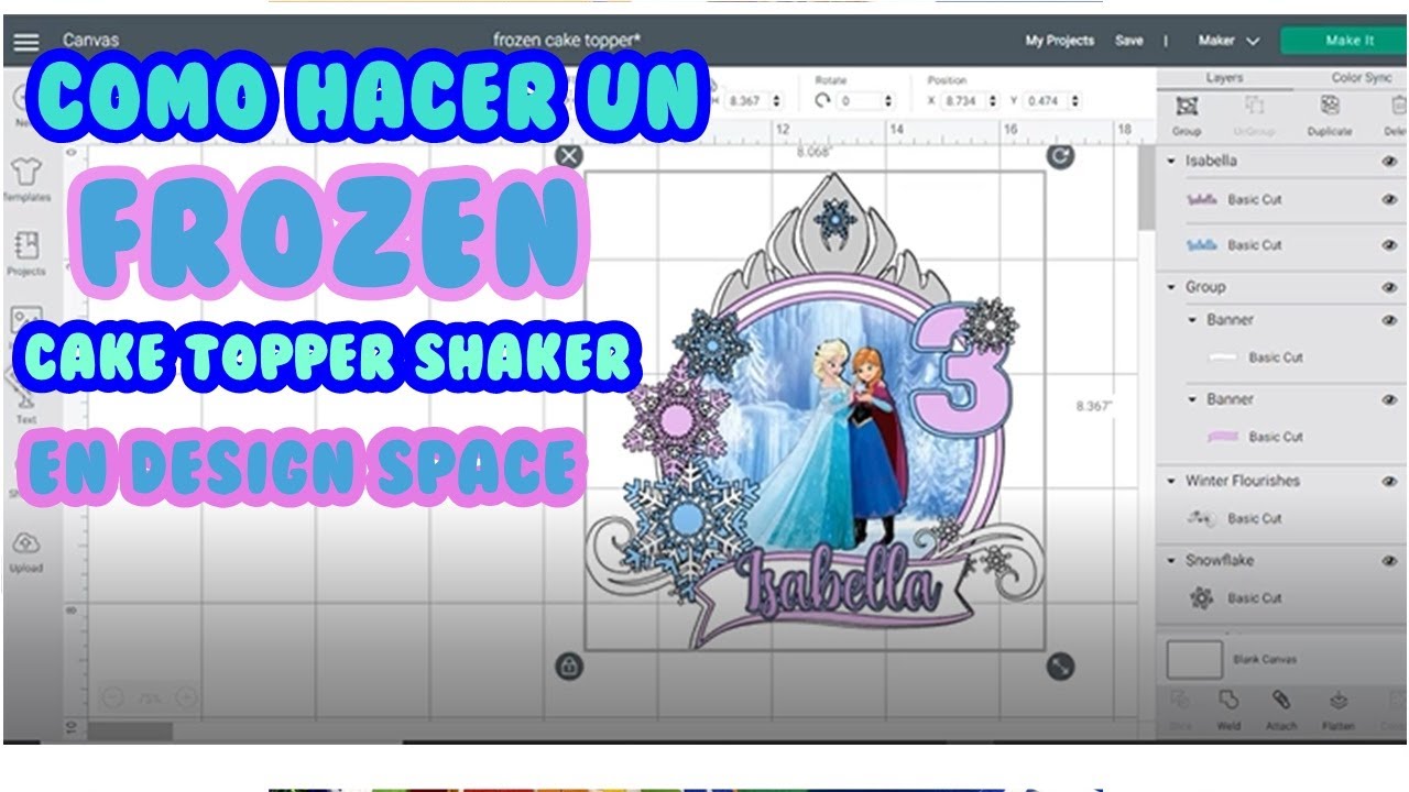 como hacer un frozen cake topper shaker en design space