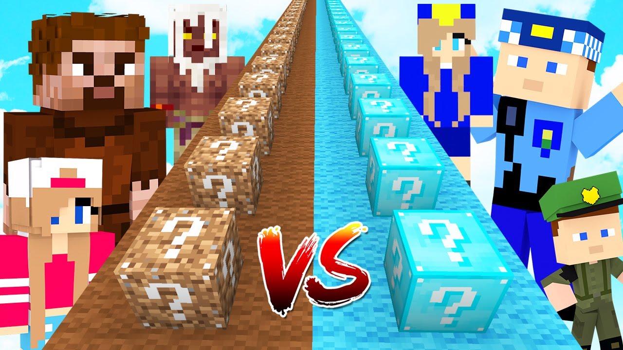 FAKİR AİLESİ ŞANS BLOK VS KEREM KOMİSER AİLESİ ŞANS BLOK 😱 - Minecraft