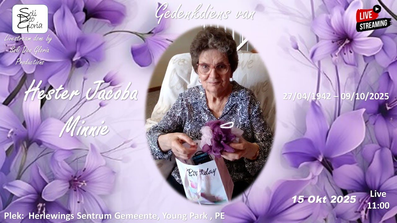 Gedenkdiens van Hester Jacoba Minnie
