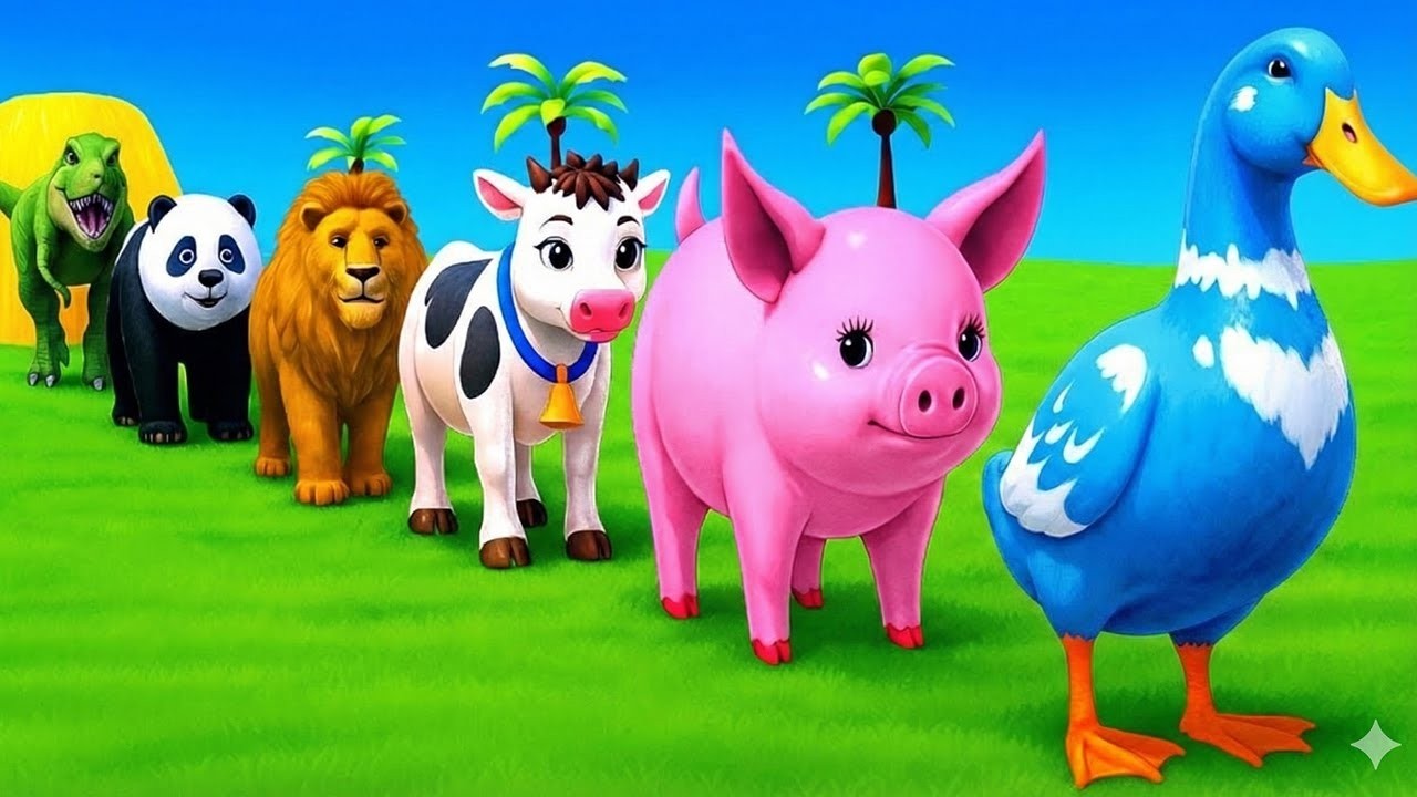 Long Slide Game With Elephant Gorilla Buffalo Hippopotamus Tiger 3d Animal Game Funny 3d Animals