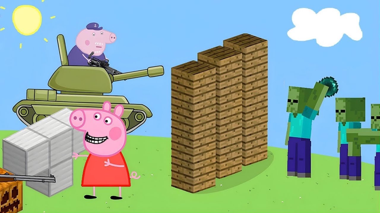Peppa Pig vs Minecraft Zombies - Continuation. 2 season. All parts. (Complete)