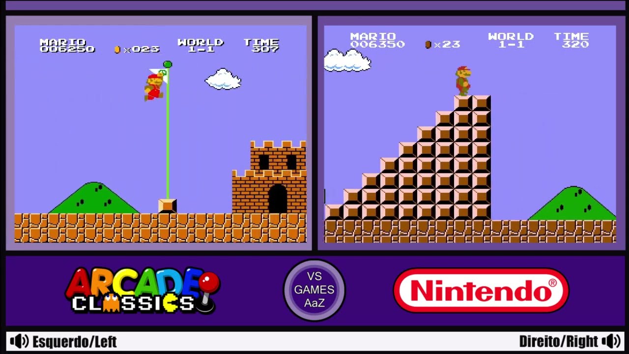 VS.Super Mario Bros VS Super Mario Bros (Arcade Vs NES) Graphics Comparison side by side