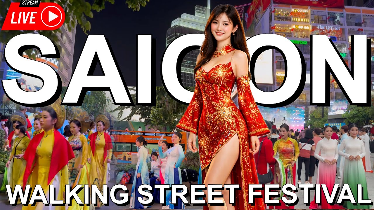Saigon Walking Street LIVE 🇻🇳 Nguyen Hue Festival Crowd & City Atmosphere (4K)