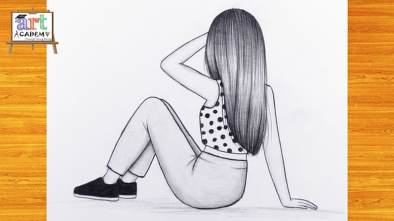 رسم بنات سهل | تعليم رسم بنت تجلس سهلة خطوه بخطوه للمبتدئين | رسم سهل جدا