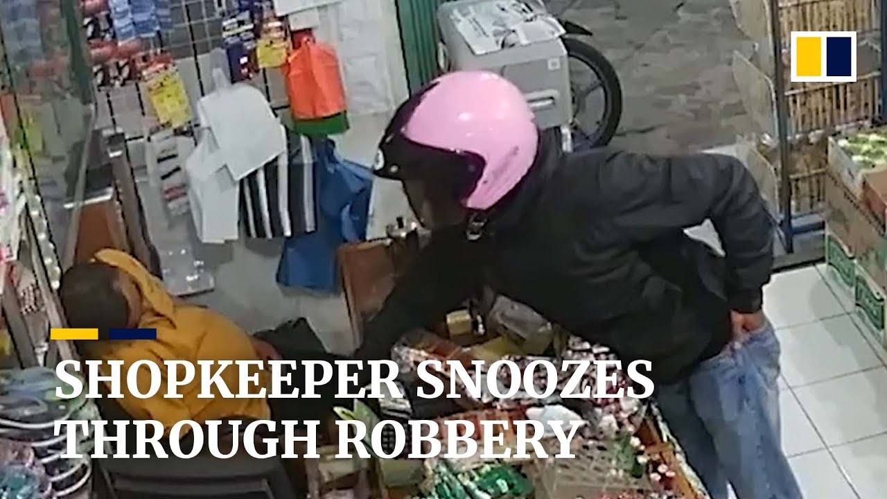 Shopkeeper snoozes through robbery in Indonesia