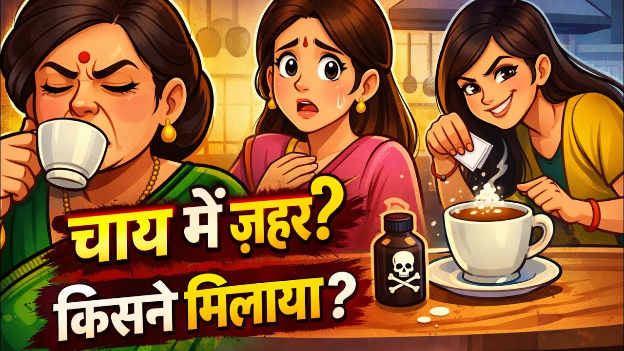 सास की चाय में ज़हर किसने मिलाया?😱 बहू या बेटी | Hindi Kahani | Kadak Kahani Toon”