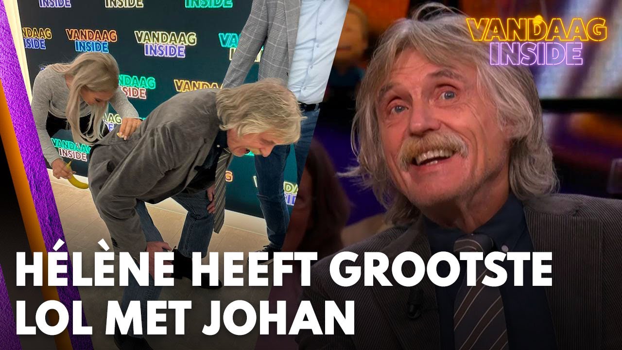 Hélène Hendriks heeft grootste lol met Johan Derksen achter de schermen bij fotomoment