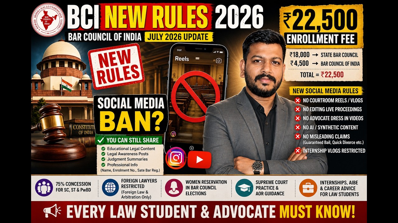 BCI New Rules 2026 Explained | Social Media Restrictions | ₹22,500 Enrollment Fee | Every  Must Know