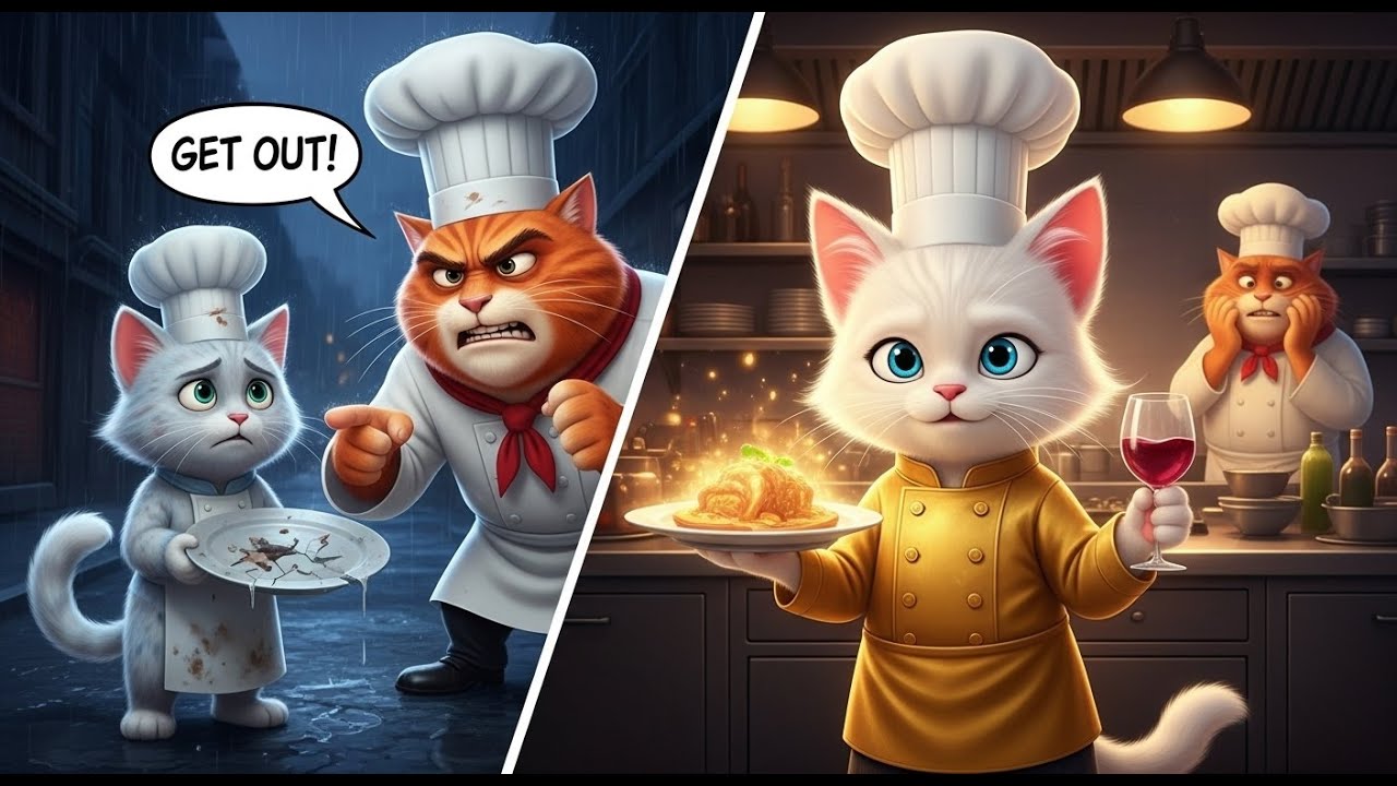 From Homeless to Master Chef! The Sad Story of a Cute Cat 🥺👨‍🍳