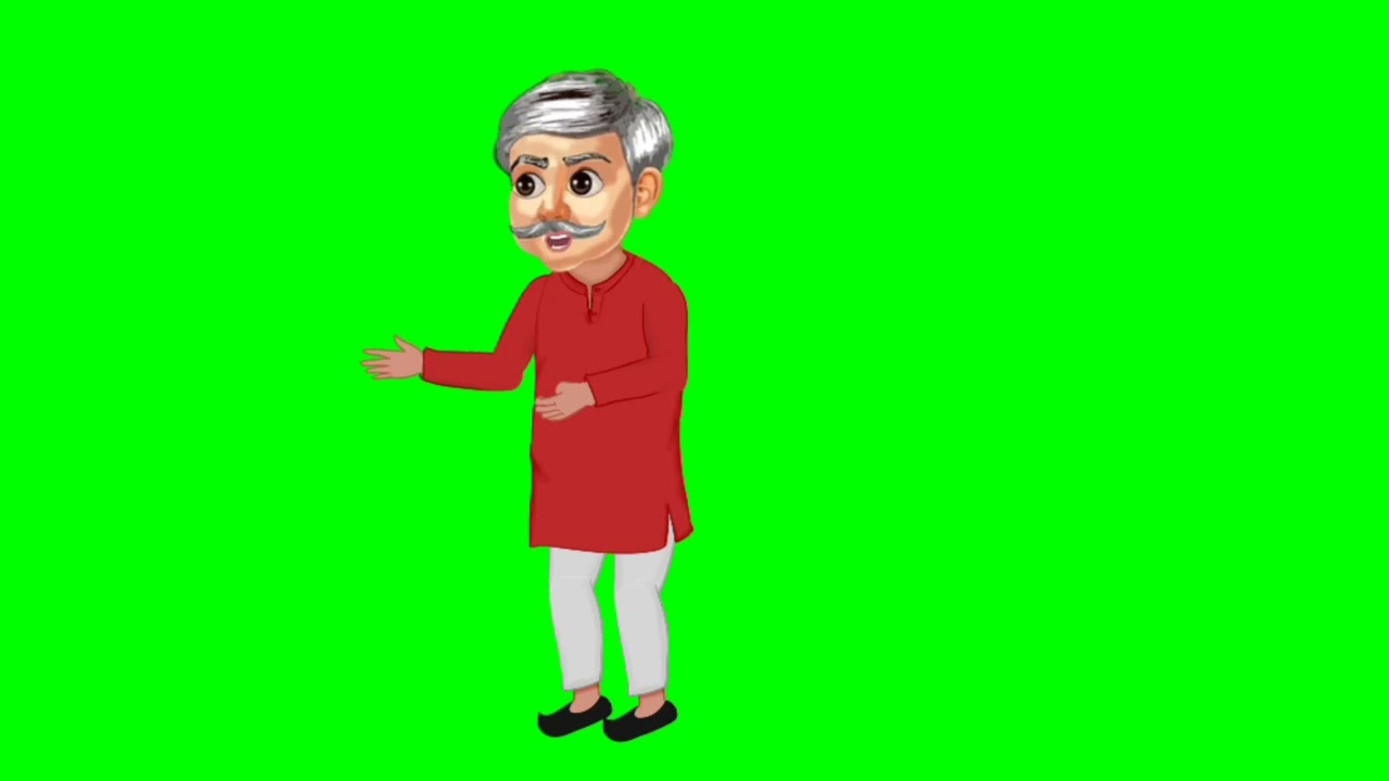 no copyright green screen video। new cartoon character old men । cartoon character with working