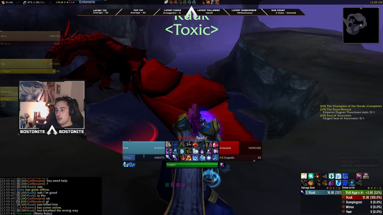 Emberstrife Solo - UBRS Key Quest - 60 Frost Mage - Classic WoW