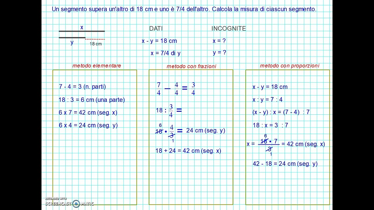 Problema sui segmenti risolto in tre modi diversi.