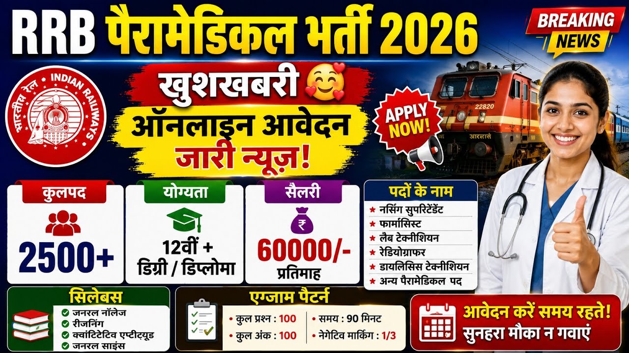 RRB PARAMEDICAL VACANCY 2026 | RAILWAY PHARMACIST VACANCY 2026 | RRB PHARMACIST VACANCY 2026 