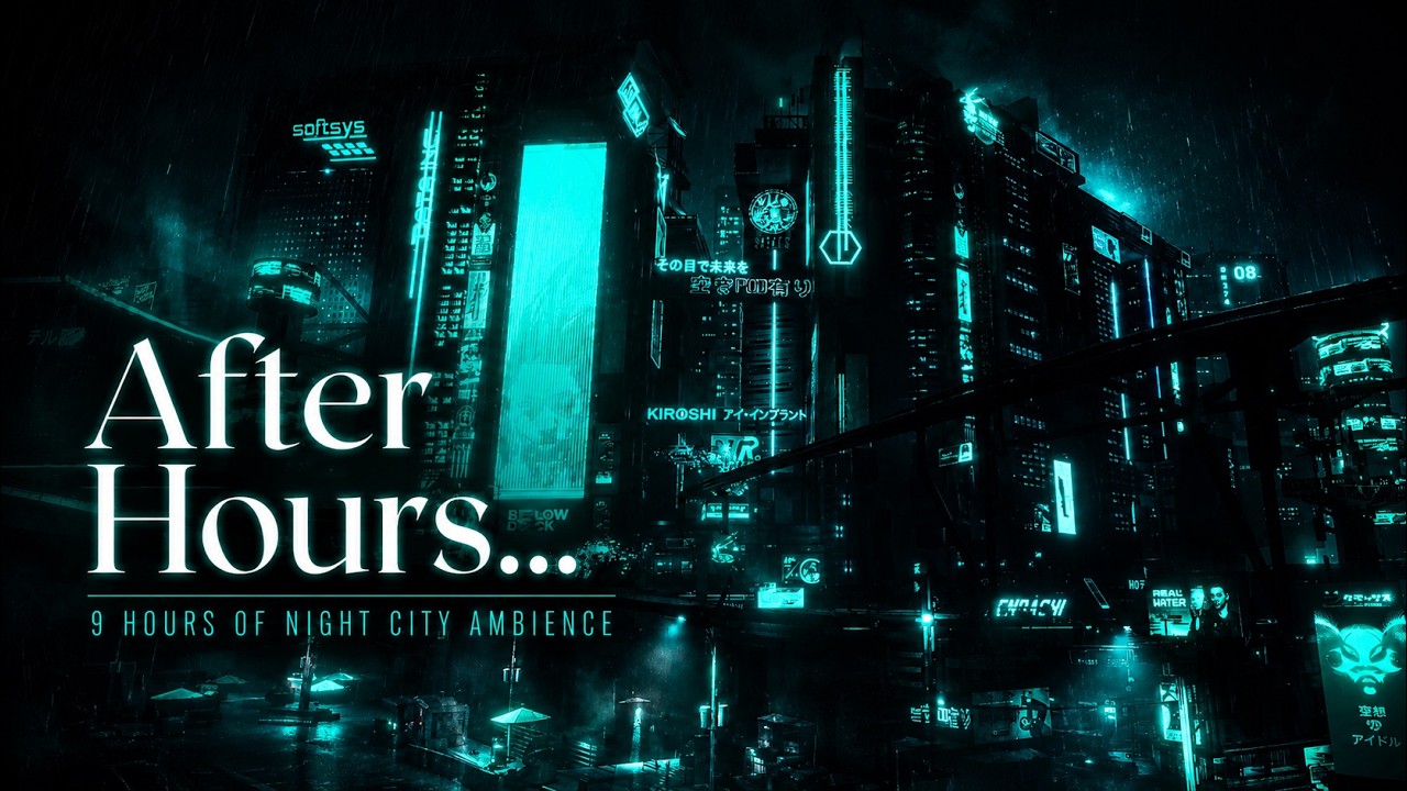 Night City Neon Ambience  Futuristic City Lights  Focus & Background