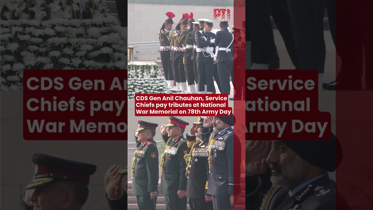 Delhi: CDS Gen Anil Chauhan, Service Chiefs pay tributes at National War Memorial on 78th Army Day