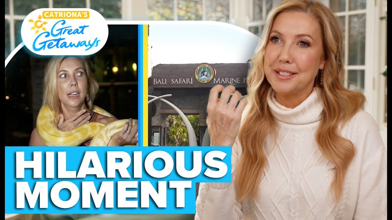 Catriona Rowntree's hilariously 'terrifying' moment with a giant snake | Channel 9
