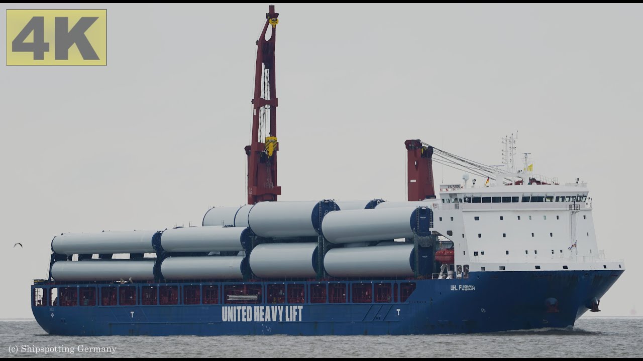 UHL FUSION - Shipspotting Germany 🇩🇪 IMO 9785380 - River Elbe near City Otterndorf - 4K VIDEO