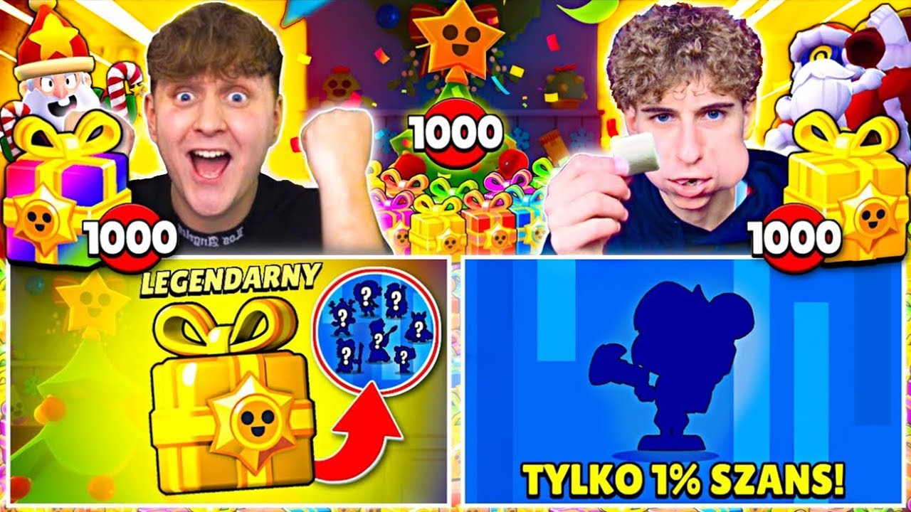OTWIERAMY 1000x PREZENTÓW na 2 EKRANY w BRAWL STARS!😱 *CHUBBY BUNNY CHALLENGE!* (Da Mian VS Torii)