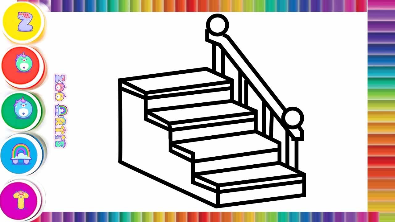 Draw and color a Steep Stair | Step by step | Easy drawing for beginners