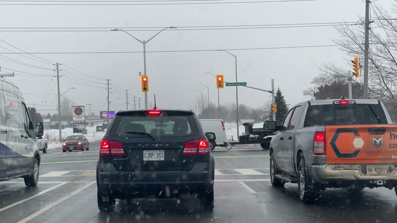 London, Ontario Winter Road Conditions Wet & Slippery Roads.