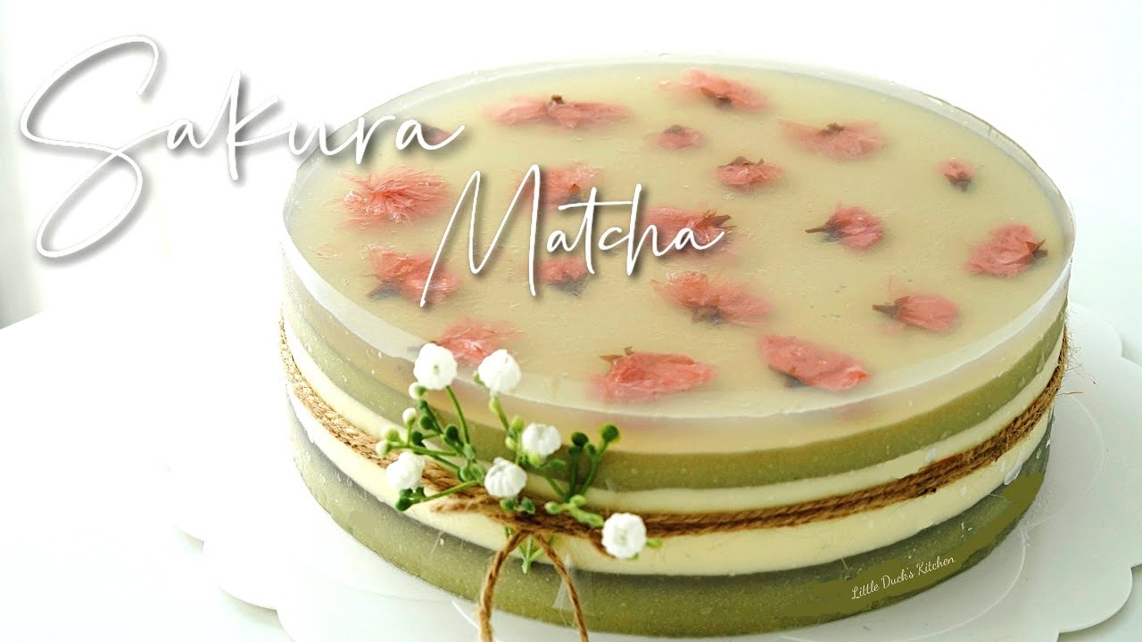 Сакура Матча Желейный Торт ❤ (Sakura Matcha Jelly Cake) #littleduckkitchen