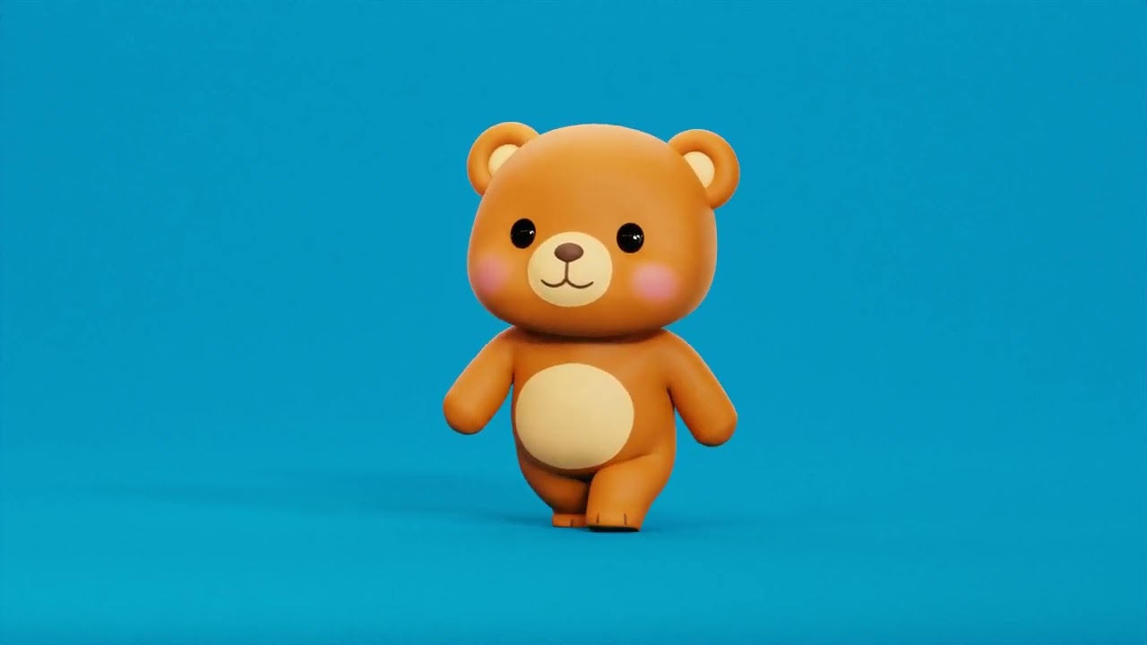 Bear Character Cartoon Chibi Kawaii Rigged Animated Low-poly 3D model