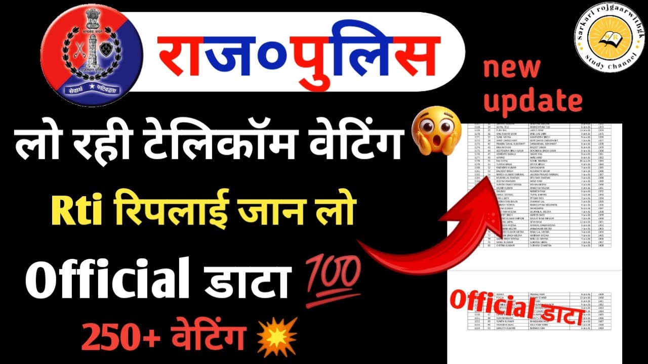 राज०पुलिस 💥लो ये रही टेलिकॉम वेटिंग😱लिस्ट Rti रिपलाई जान लो Official डाटा 💯250+वेटिंग लिस्टnew updat