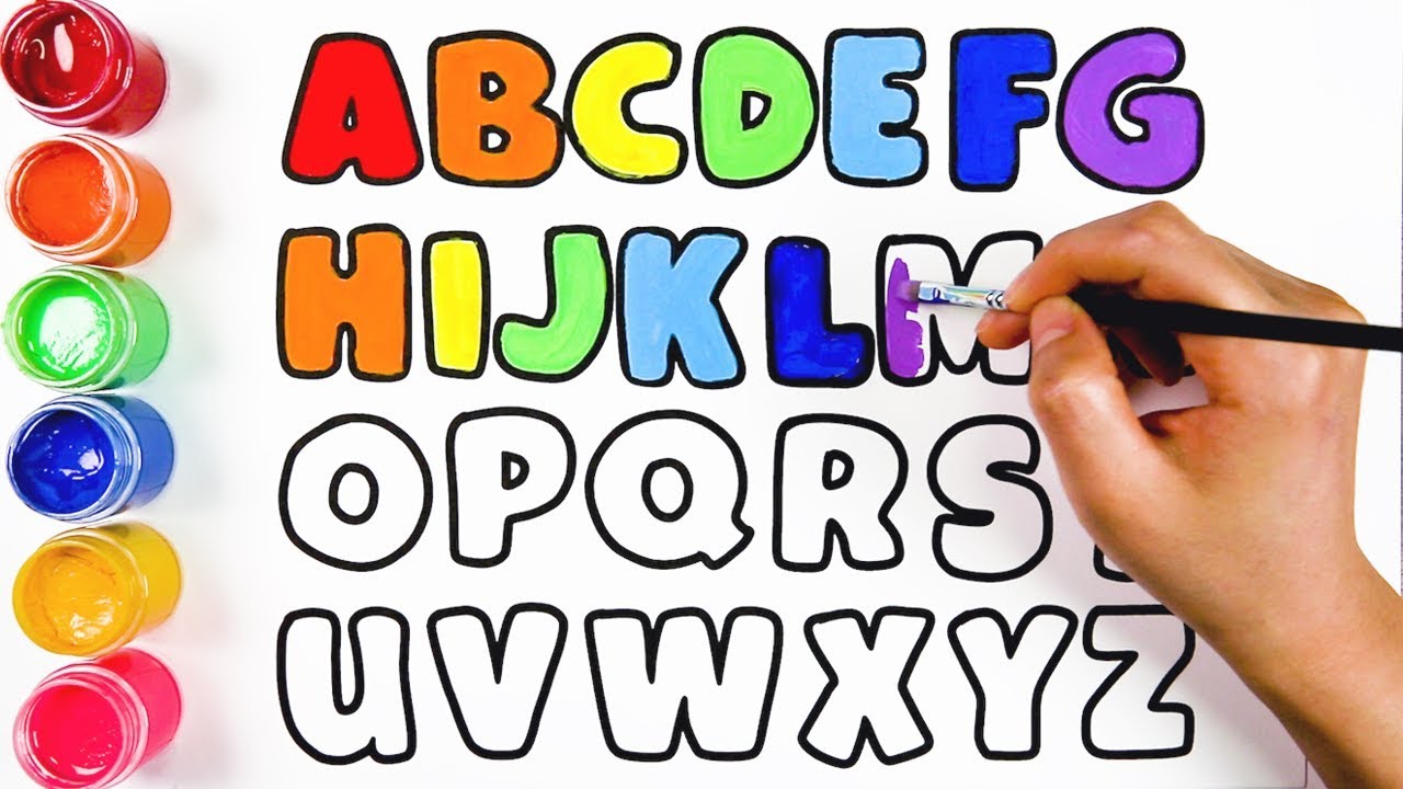 ABC Coloring Pages for Kids Children | Learn Alphabet A to Z  Colors with Watercolor | Doris Toy Art
