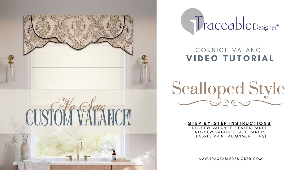 Make an Elegant Scalloped Cornice Valance Without Sewing-It's Easy! #curtains #windowvalance