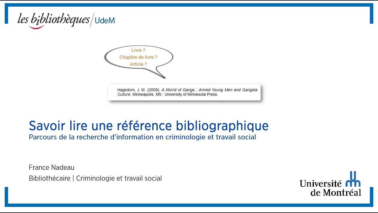 Savoir lire une référence bibliographique