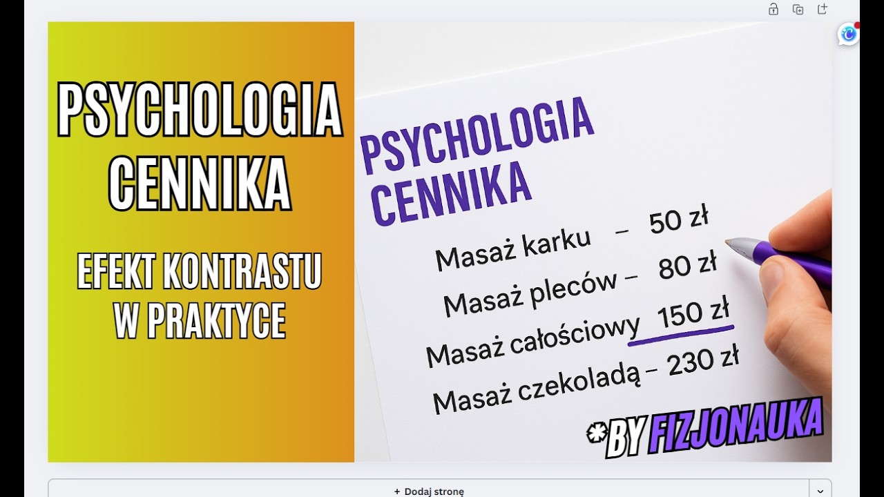 Jak zbudować cennik gabinetu masażu &ndash; psychologia ceny i efekt kontrastu