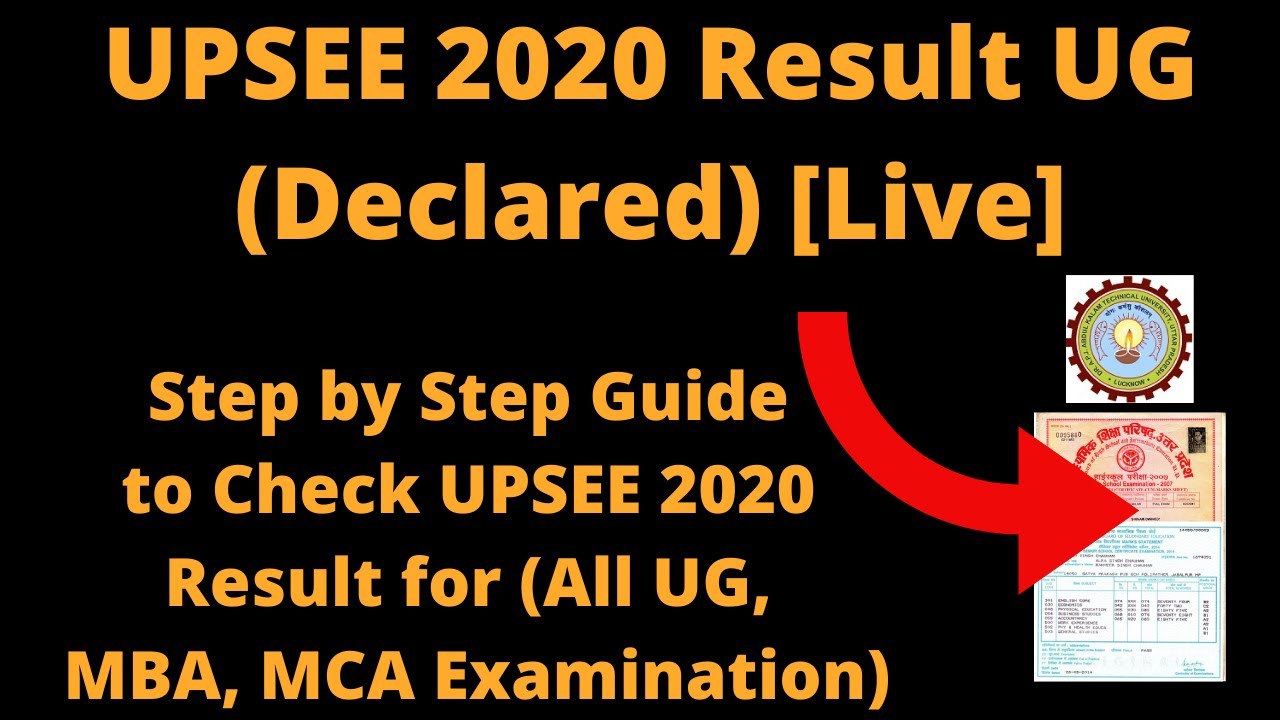 UPSEE 2020 Result (Declared) - How to Check UPSEE 2020 Result for (All UG, MBA, MCA Examination) PDF