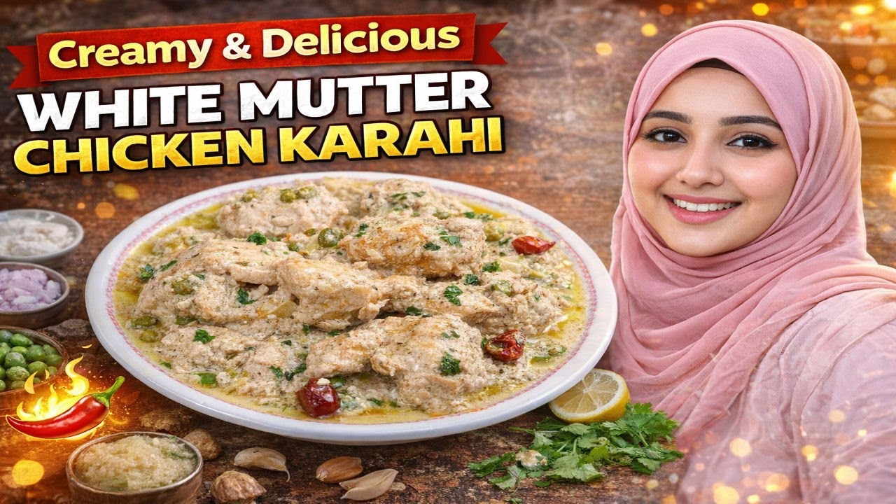 Creamy & Delicious White Mutter Chicken Karahi | Easy Recipe | Fatima Cooks Crazy