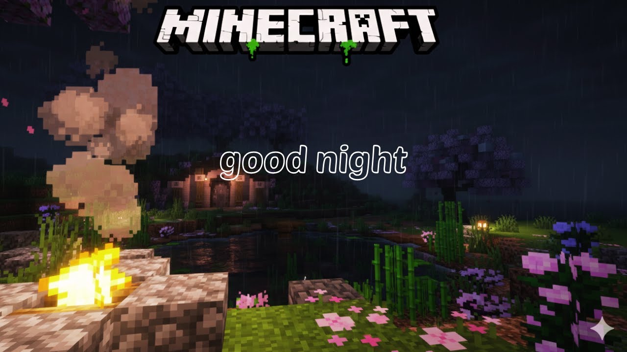 Minecraft ASMR Rain & Crackling Fireplace in a Cherry Blossom Hobbit Hole (6 HOURS) #minecraftasmr