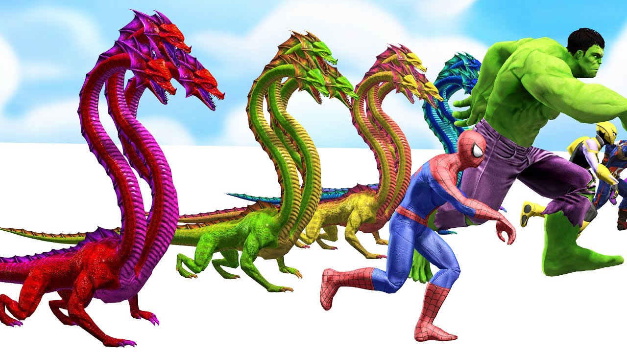 Colors Spiderman Superheroes Run Away Monster Three Head - Learn Colors Video For KIDS Toddler