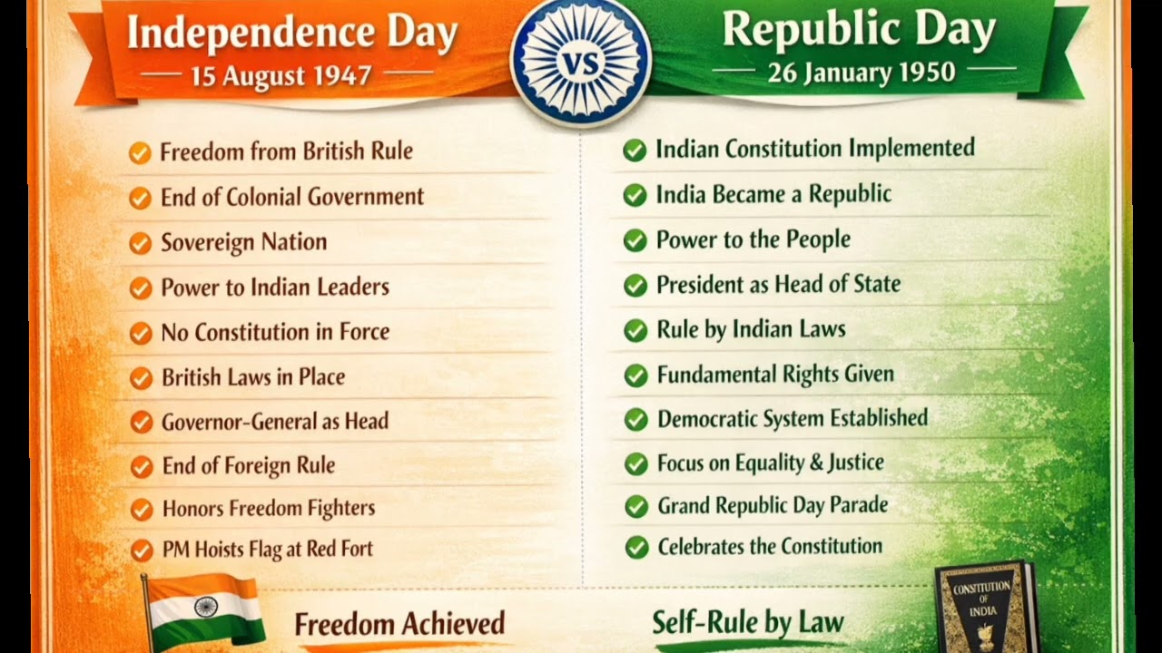 🇮🇳 Independence Day vs Republic Day | Difference Every Indian Must Know