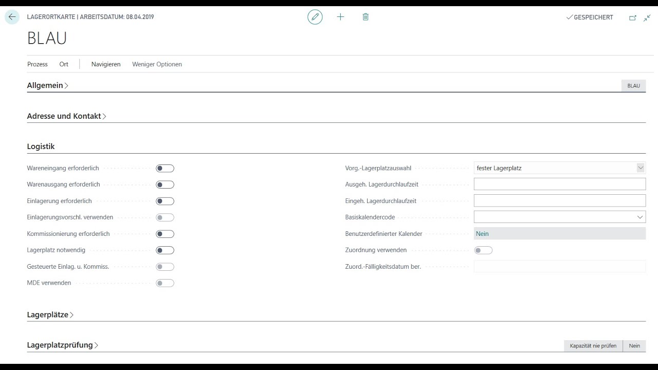 Business Central - Der Lagerort / das Lager