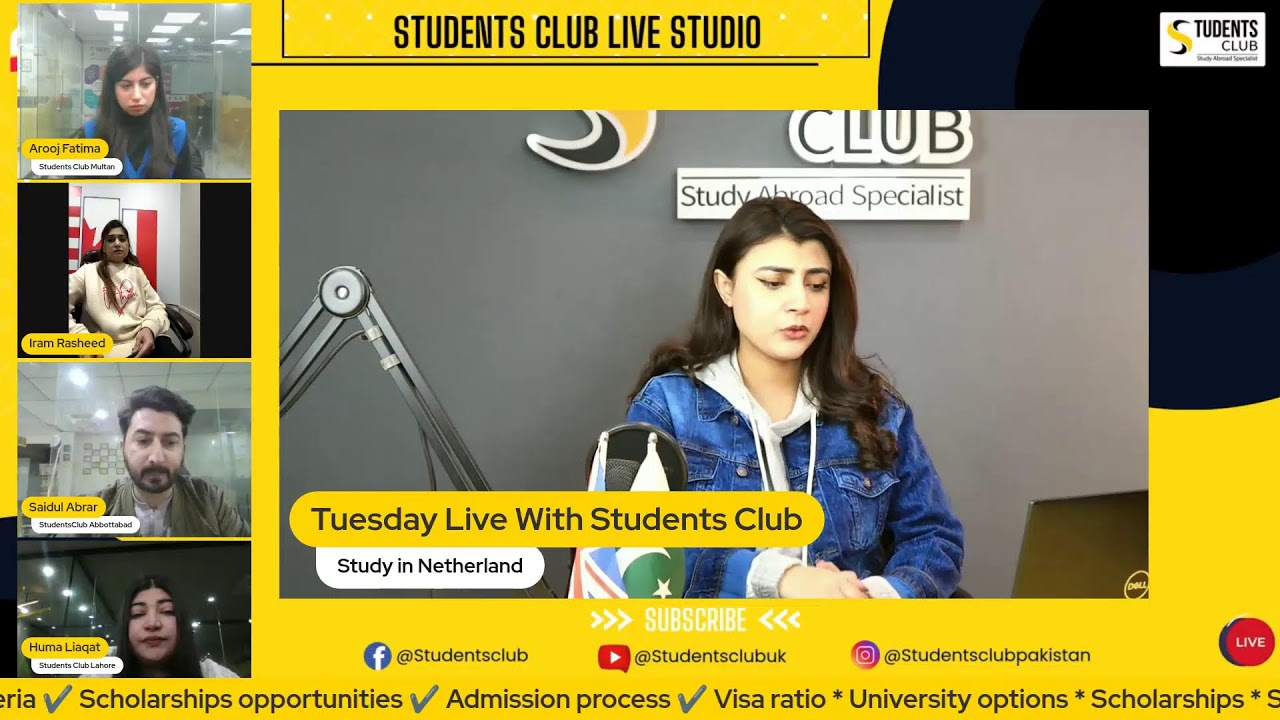 Tuesday Live with Students Club | Study in Netherland