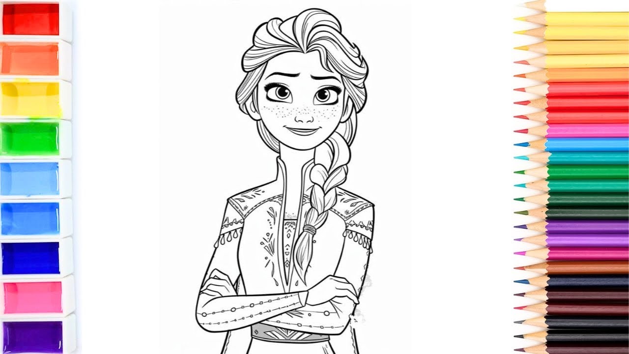 Frozen 2 Elsa Princess Coloring Step By Step For Kids And Toddlers 
